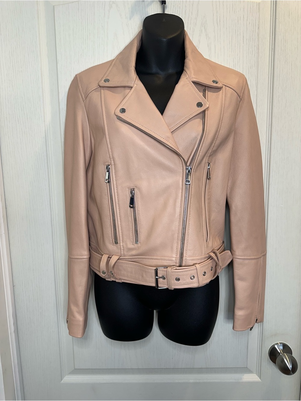 Aldo Blush Pink Leather Moto Jacket M - read full description please :)